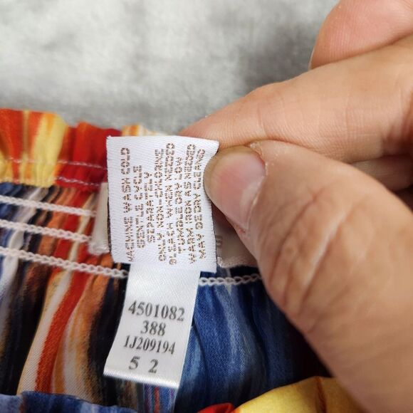 Chico's Blouse Womens XL (3) Bright Watercolor Peasant Smocked 3/4 Sleeve Gypsy - Picture 5 of 7